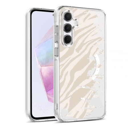 Husa pentru Samsung Galaxy A55 5G, Atasare Magnetica, MagSafe, Pattern Skin 10, Clear