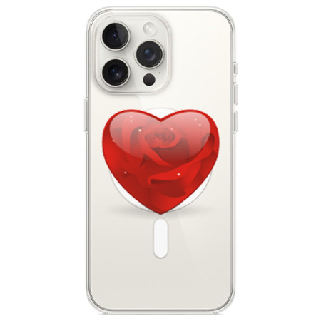 Husa personalizata Apple iPhone 14 Pro, MagSafe, Rose Heart