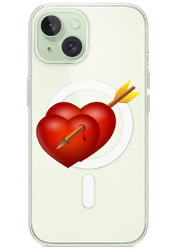 Husa personalizata Apple iPhone 15 Plus, MagSafe, Hearts With Arrow