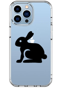 Husa personalizata Apple iPhone 14 Pro, Black Bunny