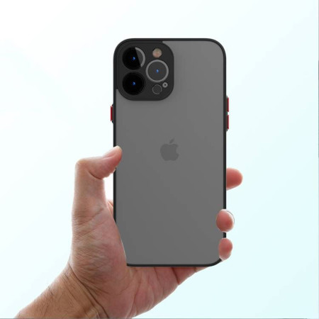 Husa cu protectie la camere si finisaj mat pentru APPLE iPhone, Negru - Alege Modelul!