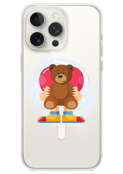 Husa personalizata Apple iPhone 14 Pro, MagSafe, Teddy Bear Love