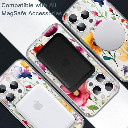 Husa personalizata pentru Apple iPhone 15 Pro Max, MagSafe Atasare Magnetica, Antisoc, Model Floral 1