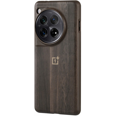 Husa pentru OnePlus 12, Walnut Texture Bumper, Maro