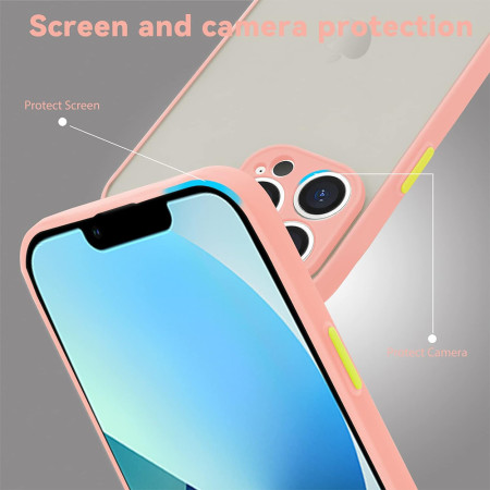 Husa cu protectie la camere si finisaj mat pentru APPLE iPhone, Roz - Alege Modelul!