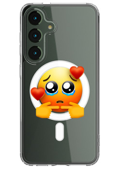 Husa personalizata Samsung Galaxy S24, MagSafe Atasare Magnetica, Pleading Face With Hearts