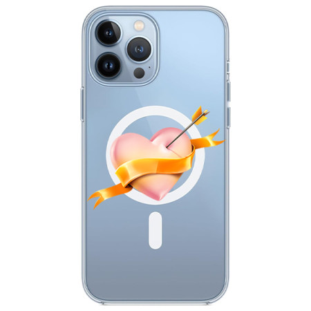 Husa personalizata Apple iPhone 15 Pro Max, MagSafe, Pink Heart