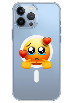 Husa personalizata Apple iPhone 15 Pro Max, MagSafe, Pleading Face With Hearts