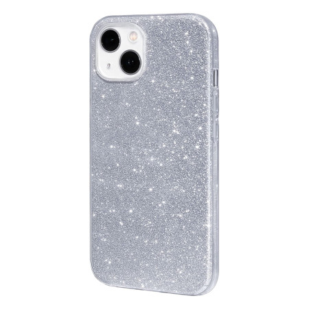Husa Glitter compatibila cu Apple iPhone 14, Sclipici HTPMAG, Argintiu