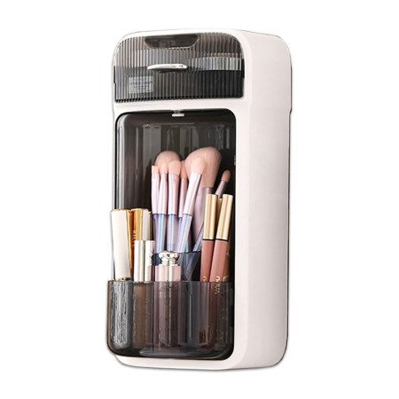 Organizator de produse Cosmetice, Make-up, Doua Sertare, Montare Perete, Negru Transparent