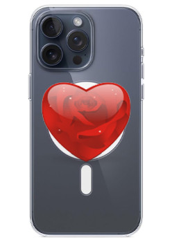 Husa personalizata Apple iPhone 15, MagSafe, Rose Heart