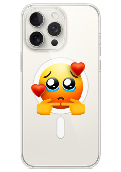 Husa personalizata Apple iPhone 14 Pro, MagSafe, Pleading Face With Hearts