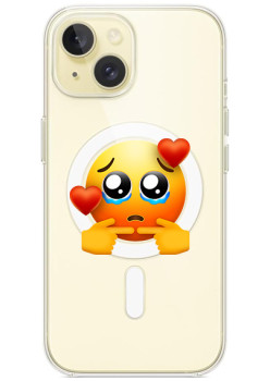 Husa personalizata Apple iPhone 14, MagSafe, Pleading Face With Hearts