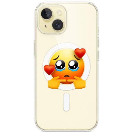 Husa personalizata Apple iPhone 14, MagSafe, Pleading Face With Hearts