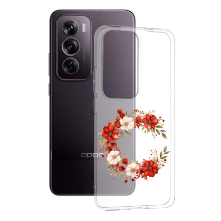 Husa pentru Oppo Reno12 Pro, Tech Flower Ring 1, Pro-Slim, Clear