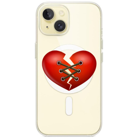 Husa personalizata Apple iPhone 14, MagSafe, Stitched Heart