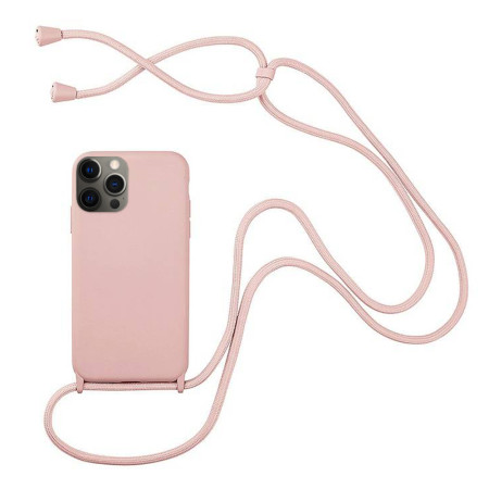 Husa compatibila cu Apple iPhone 14 Pro, Strap, Cu Snur prindere gat regrabil, Camera Protect, Antishock, Nude Pink