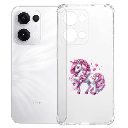 Husa Antisoc pentru Oppo Reno13, AirBag, Pink Unicorn, Clear 