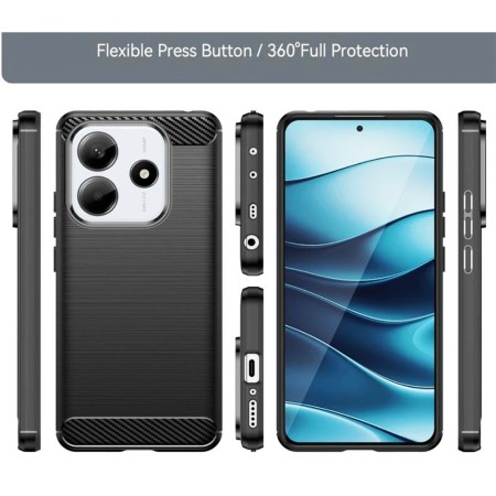 Husa Carbon pentru Xiaomi Redmi Note 14 4G, Tech Protects, Black