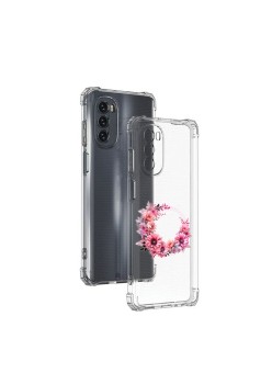 Husa Antisoc pentru Motorola Moto G62, AirBag, Pink wreath 1, Clear 