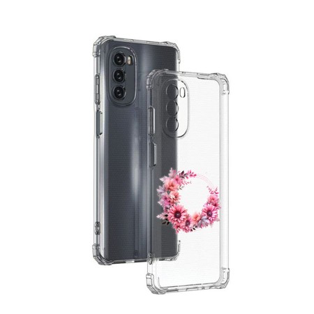 Husa Antisoc pentru Motorola Moto G62, AirBag, Pink wreath 1, Clear 