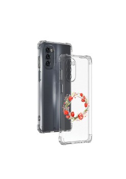 Husa Antisoc pentru Motorola Moto G62, AirBag, Pink wreath 15, Clear 