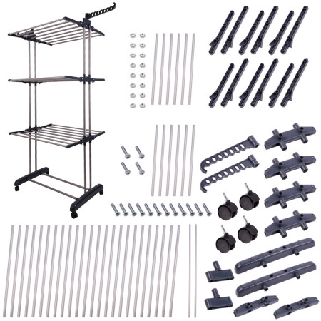 Uscator de rufe vertical, pliabil, 3 nivele,  XXL 170 cm x 126 cm x 63,5 cm