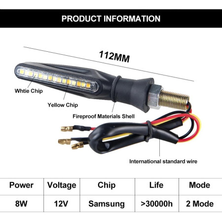 Set 2 lampi Semnalizare Moto SECVENTIALA, cu 2 functii, pozitie si semnalizare, AVX-ZD59B