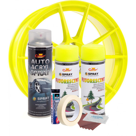 Kit complet reparatie si vopsire jante culoare Galben Fluorescent, V2