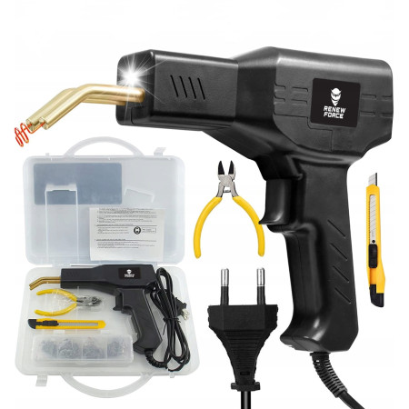 Pistol Profesional pentru lipit/sudat repararea fisurilor din plastic, polipropilena, 400 capse de intarire, 50W, Negru