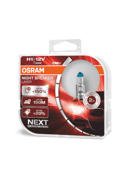 Set 2x becuri halogen auto Osram H1 12V 55W P14,5s Night Breaker Unlimited +150%