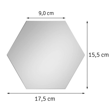 Set 12 panouri autocolante hexagonale oglinda de perete, model Ambiance Mirror, dimensiuni 15,5 x 17,5 cm