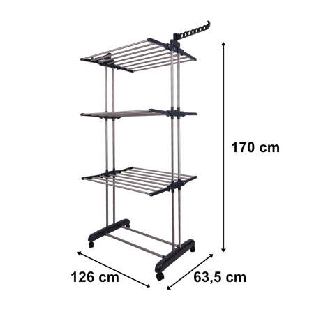 Uscator de rufe vertical, pliabil, 3 nivele,  XXL 170 cm x 126 cm x 63,5 cm