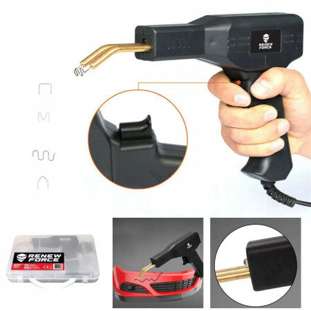 Pistol Profesional pentru lipit/sudat repararea fisurilor din plastic, polipropilena, 400 capse de intarire, 50W, Negru