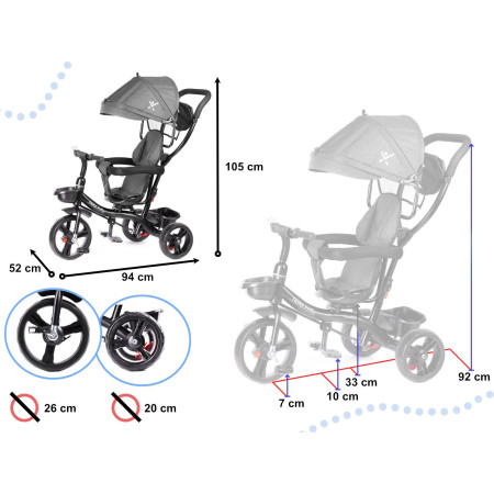 Tricicleta pentru copii Premium TRIKE FIX LITE - GRI