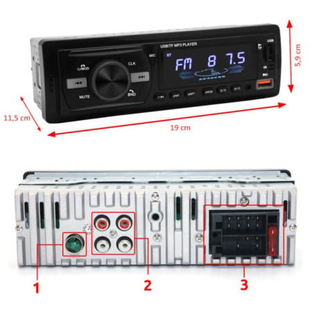 Player Auto 1DIN, 4 x 50W, AW1003, cu Bluetooth, Radio, MP3, AUX, Card, Telecomanda