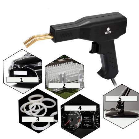 Pistol Profesional pentru lipit/sudat repararea fisurilor din plastic, polipropilena, 400 capse de intarire, 50W, Negru