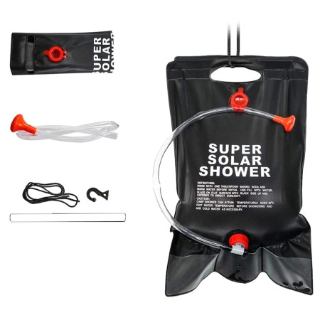 Dus solar suspendat pentru camping sau plaja, capacitate 20l, culoare Neagra