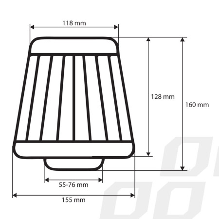 Filtru de aer conic negru cu 3 adaptoare