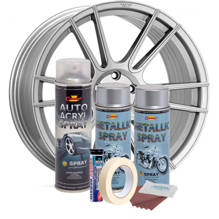 Kit complet reparatie si vopsire jante culoare Argintiu Metalizat, V2