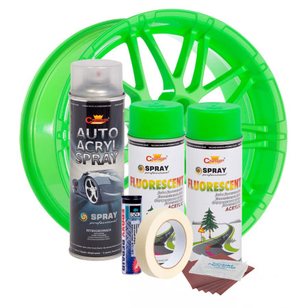 Kit complet reparatie si vopsire jante culoare Verde Fluorescent, V2