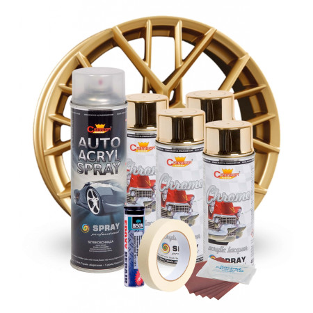 Kit complet reparatie si vopsire jante culoare Auriu Metalic, V4