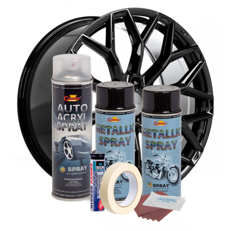 Kit complet reparatie si vopsire jante culoare Negru Metalizat, V2