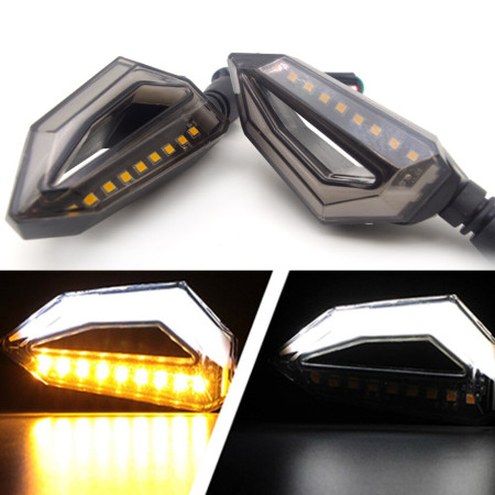 Set 2 lampi Semnalizare Moto cu LED, cu 2 functii, pozitie si semnalizare, 12V