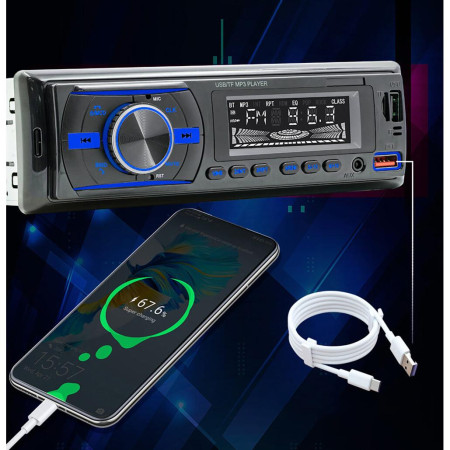 Player Auto RGB, 4 x 50W cu Bluetooth, Telefon, Radio, MP3, AUX, Card, Telecomanda