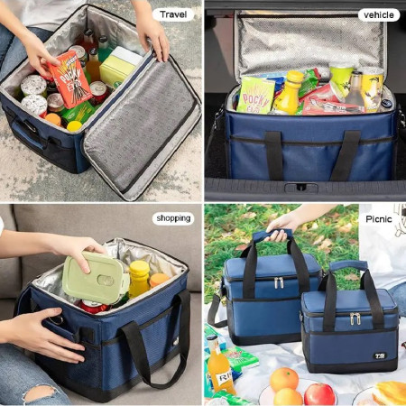 Geanta termoizolanta pentru picnic sau plaja, capacitate 16l, culoare Albastra