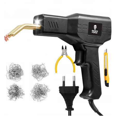 Pistol Profesional pentru lipit/sudat repararea fisurilor din plastic, polipropilena, 400 capse de intarire, 50W, Negru