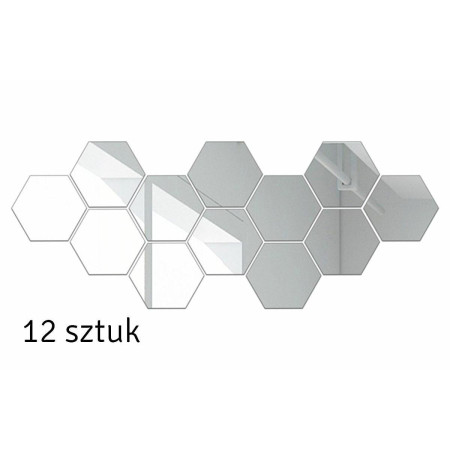 Set 12 panouri autocolante hexagonale oglinda de perete, model Ambiance Mirror, dimensiuni 15,5 x 17,5 cm