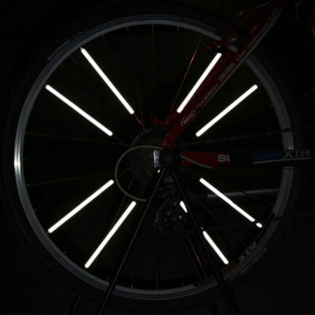 Set 12 ornamente din material reflectorizant pentru spite bicicleta, culoare gri - argintiu