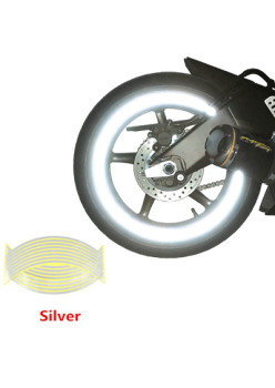 Set 16 ornamente Reflectorizante pentru jante auto, moto, culoare Argintiu